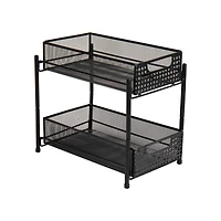 Mind Reader 2-Tier Metal Mesh Heavy Duty Organizer Slide Out Basket Drawer