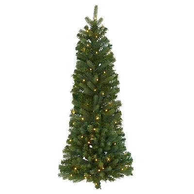 4ft. Pre-Lit Hanging Artificial Flat Back Christmas Tree, Clear LED Lights