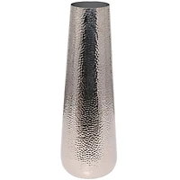 31" Silver Aluminum Tall Hammered Vase