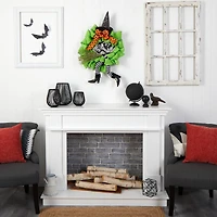26" Halloween Witch Broom & Hat Mesh Wreath