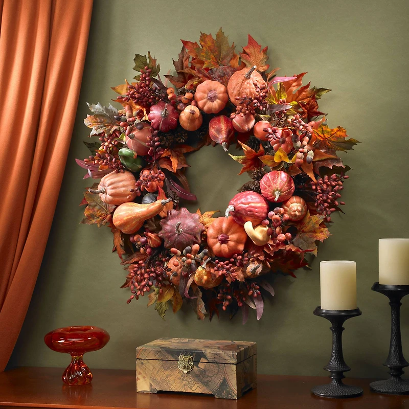 28" Harvest Pumpkin Wreath