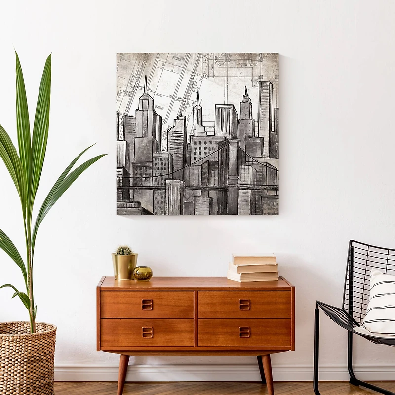 Sketched Skyline 24" x 24" Canvas Wall Art