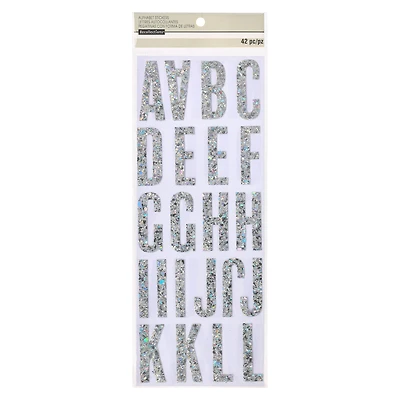 12 Packs: 42 ct. (504 total) Iridescent Chunky Glitter Alphabet Stickers by Recollections™