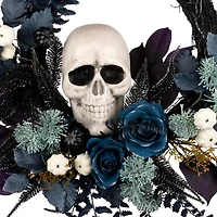 24" Halloween Flower & Skull Wreath