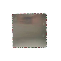 Plaid Santa with Clear Window Square Christmas Tin by Makery™