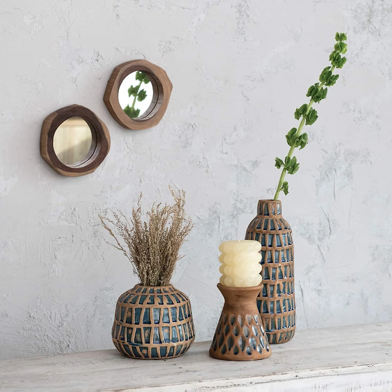 Hello Honey® 7" Round Acadia Wood Framed Organic Shaped Mirrors, 2ct.