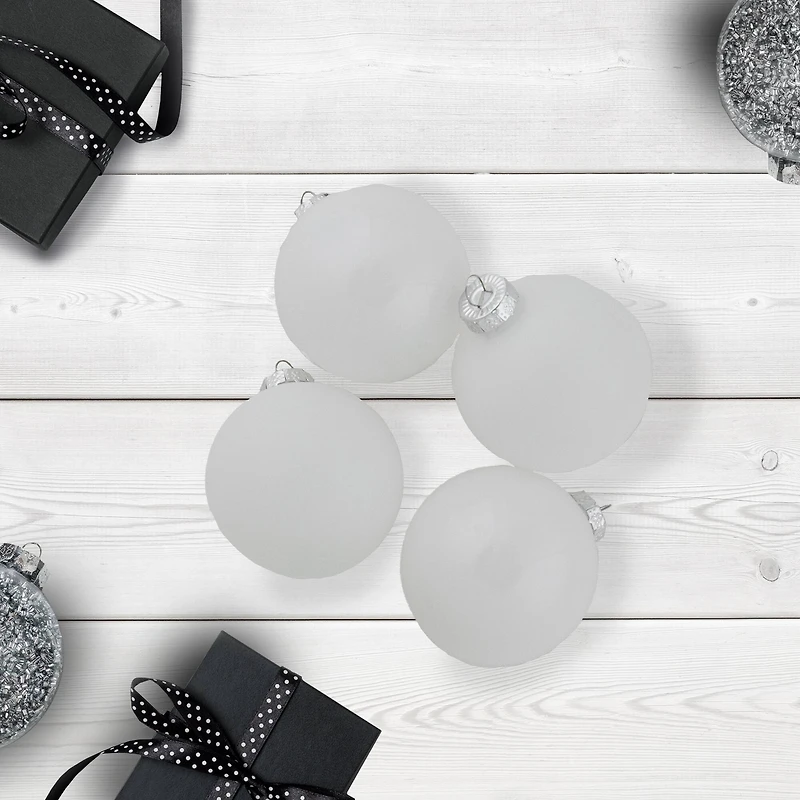 9ct. 2.5" Shiny and Matte White Glass Ball Christmas Ornaments