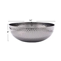 Hello Honey® 14" Oxidized Silver Round Hammered Metal Bowl