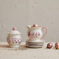 Hello Honey® 14oz. Pink & Cream Holiday Forest Stoneware Creamer & Sugar Pot Set