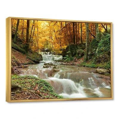 Designart - Forest Waterfall with Yellow Trees