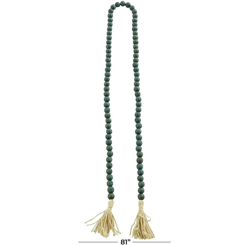 Green Wood Bohemian Bead Garland 81" x 1" x 1"