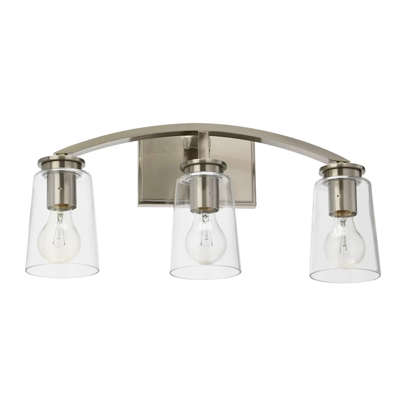 Hello Honey® Robert Stevenson Lighting Laguna Metal & Clear Glass 3-Light Vanity