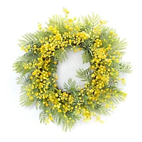 27" Yellow Fern & Mimosa Wreath