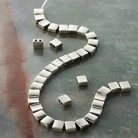 Antique Silver Metal Double Hole Square Beads, 5mm by Bead Landing™