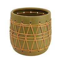 Hello Honey® 10.5" Green Stoneware Planter with Woven Design