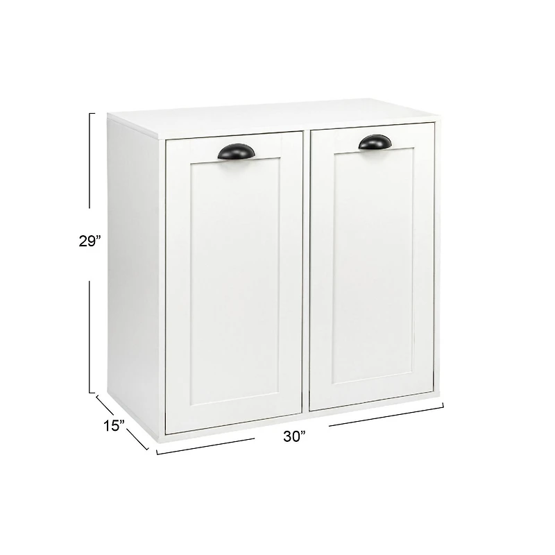 Household Essentials 30" Scandi White Finish Laundry Sorter Cabinet