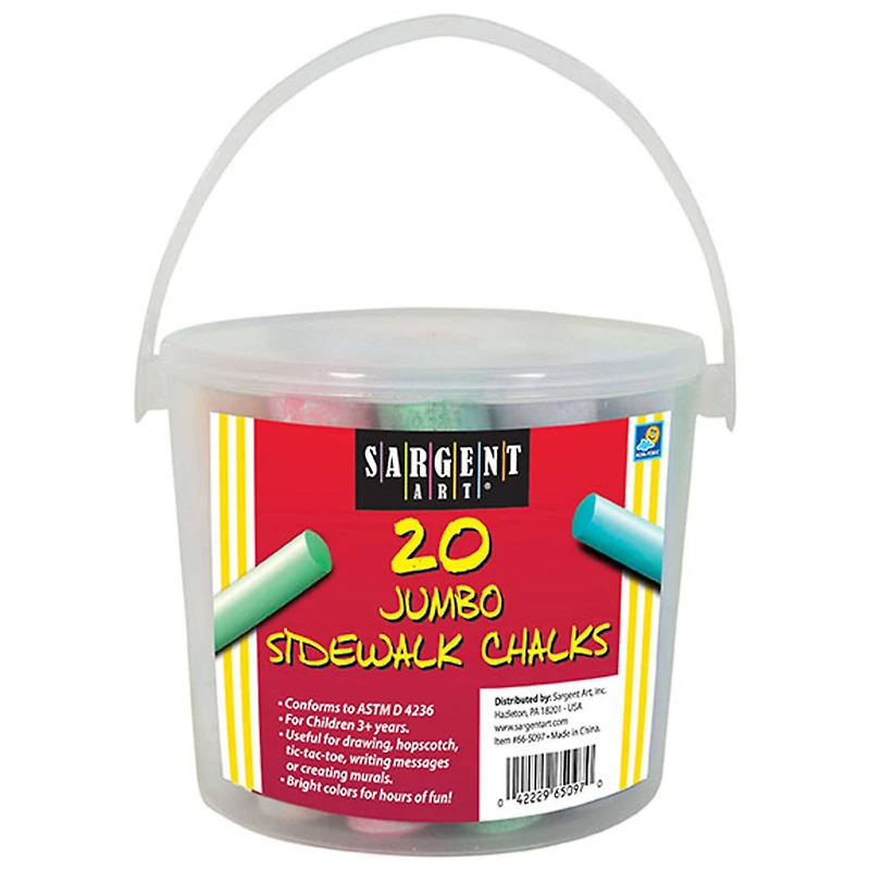 Sargent Art® Jumbo Sidewalk Chalk Bucket, 6 Packs of 20