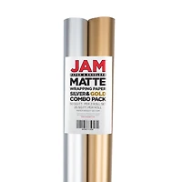 JAM Paper Matte Gold & Silver Foil Gift Wrap Set