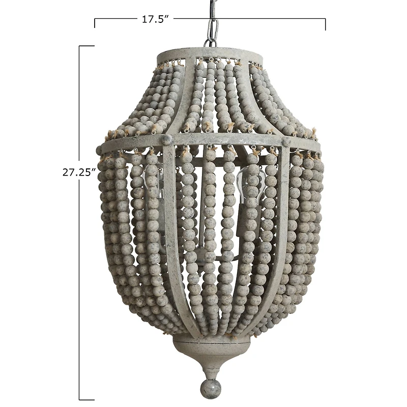 Hello Honey® Metal Chandelier with Wood Beads