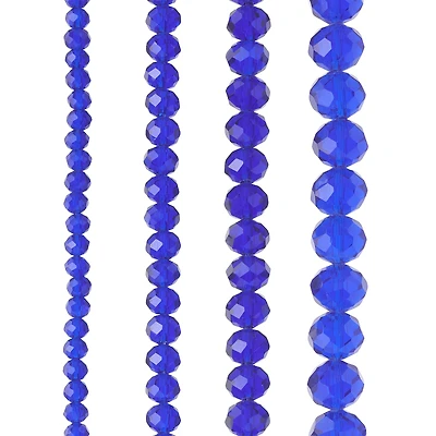 12 Packs: 4 ct. (48 total) Blue Faceted Glass Rondelle Beads by Bead Landing™