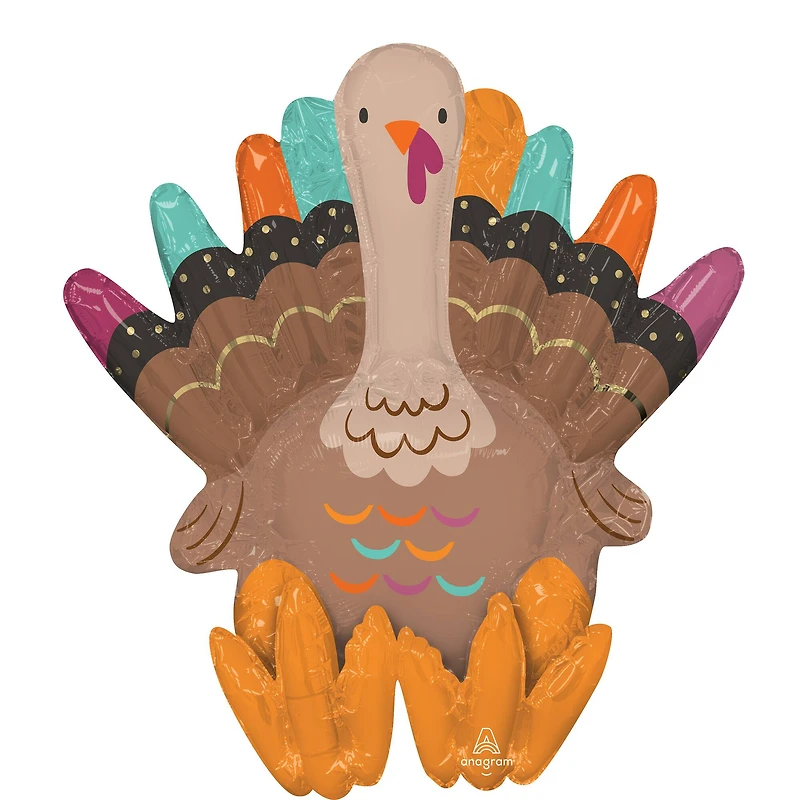 21" Give Thanks Turkey Sitter Foil Balloon