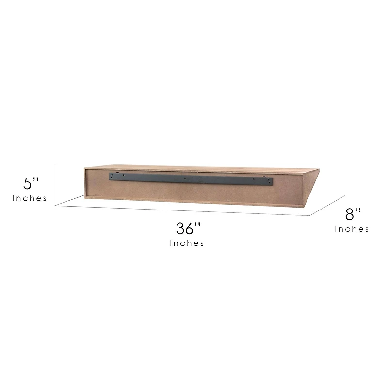 Natural Wedge Wood Floating Wall Shelf
