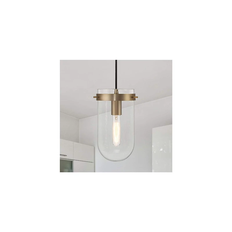 Hello Honey® Atwood Brushed Bronze Modern Minimalist Glass & Metal Ceiling Light