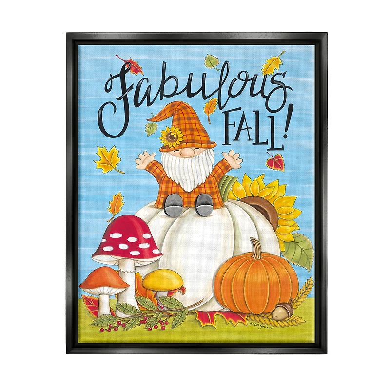 Stupell Industries Fabulous Fall Gnome Framed Floater Canvas Wall Art