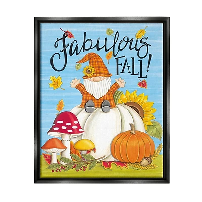 Stupell Industries Fabulous Fall Gnome Framed Floater Canvas Wall Art