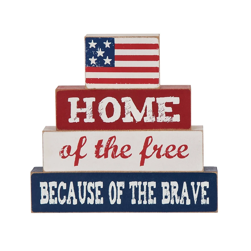 Glitzhome® 8.5" Wooden Patriotic Sign Table Décor