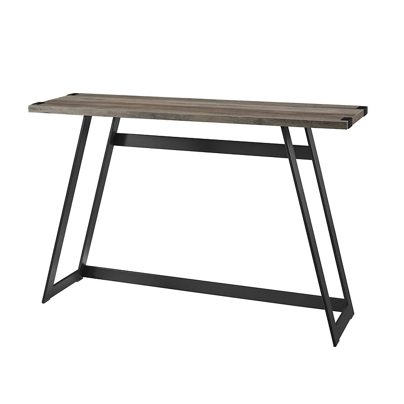 Walker Edison Gray Wash Faux Wrap Modern Industrial Entry Table