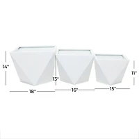 White Modern Planter, Set of 3" 18", 16", 15"