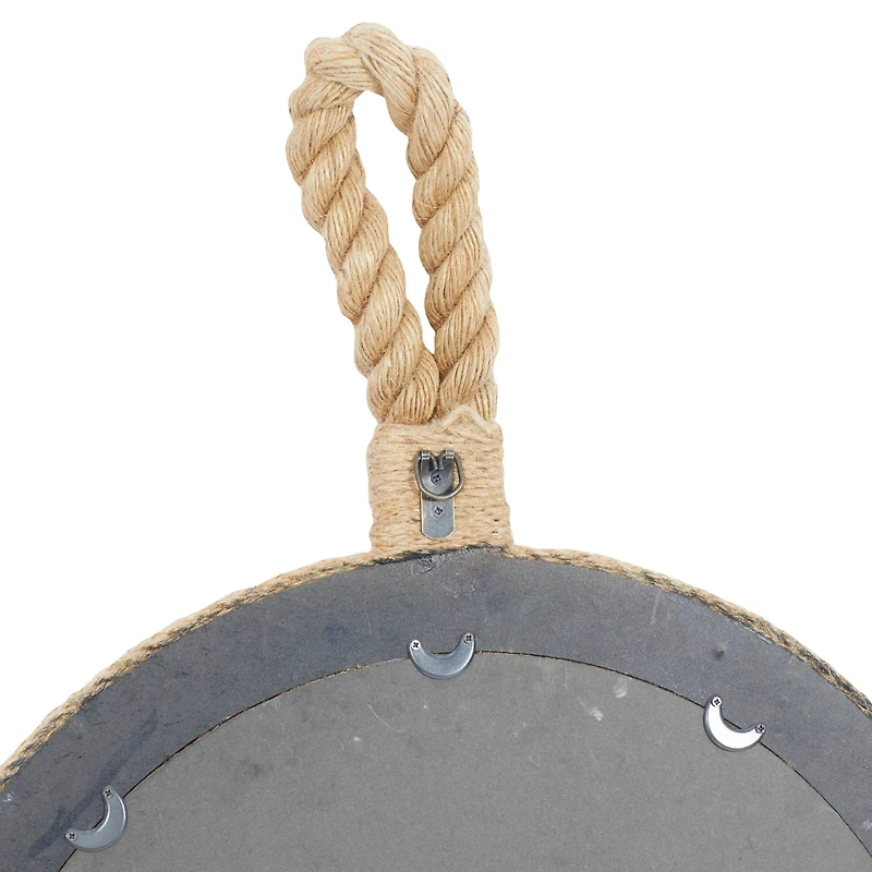 34" Tan Round Coastal Wall Mirror