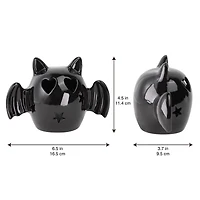 6.5" Black Bat with Heart Eyes LED Ceramic Tabletop Décor by Ashland®
