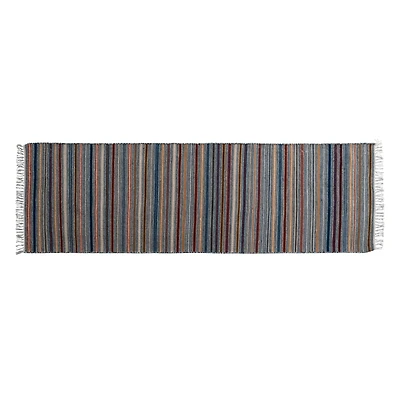 Hello Honey® Woven Wool Floor Runner with Multicolor Stripes and Fringe