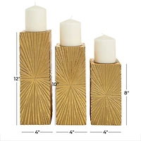 CosmoLiving by Cosmopolitan Gold MDF Contemporary Candle Holder, 12" x 10" x 8"