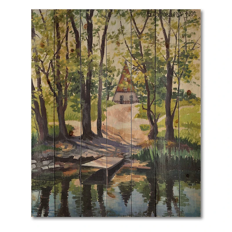 Designart - Mysterious House By The River In The Woods