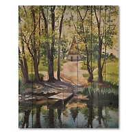 Designart - Mysterious House By The River In The Woods