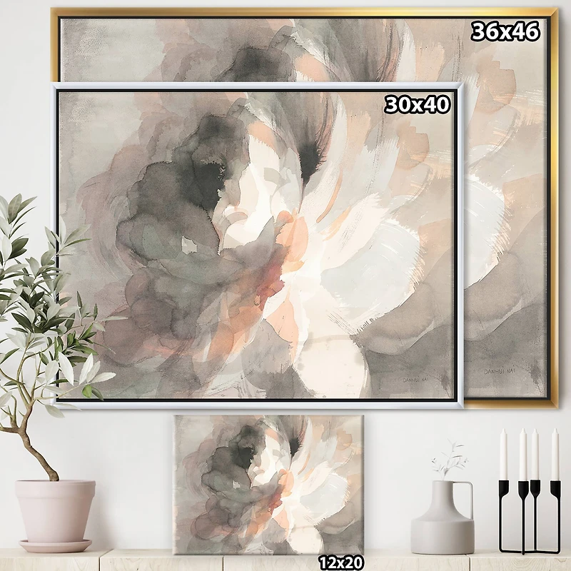 Designart - Abstract Peony Grey