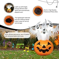Glitzhome® 6ft. Lighted 3 Ghosts In Jack-O'-Lantern Pumpkin with Scream Inflatable Décor