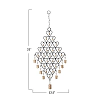 Hello Honey® Black & Golden Hanging Metal Hearts with Bells Wall Décor