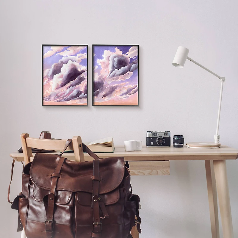 Stupell Industries Cumulus Cloudy Sky Blue Orange Sunset in Frame Wall Art