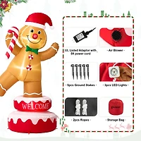 Glitzhome® 6ft. Lighted Inflatable Rotating Gingerbread Man Décor