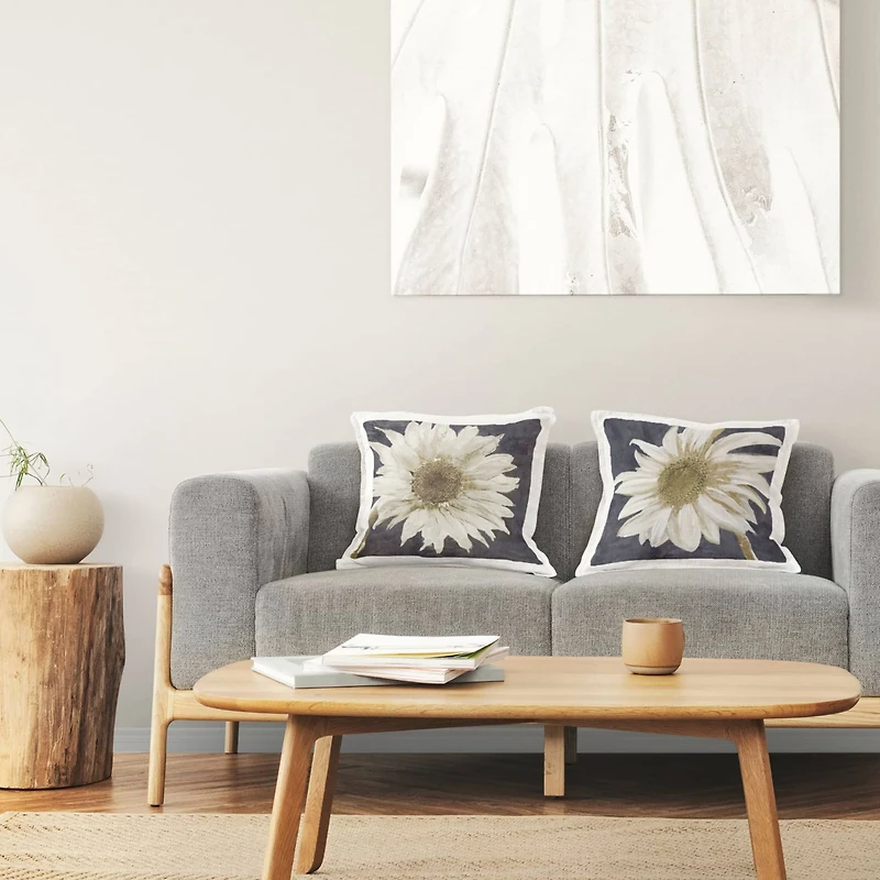 Stupell Industries Modern White Daisy Flower Close Up Petals 2 Pillow Set, 18" x 18"