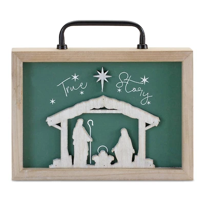 9.5" True Story Nativity Plaque with Handle