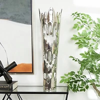 31" Silver Aluminum Drip Vase with Melting Designed Body