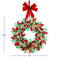 17" Retro Red & Green LED C9 Bulb Wreath