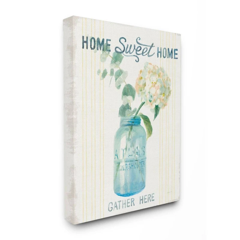 Stupell Industries Home Sweet Home Bouquet in Blue Jar Canvas Wall Art