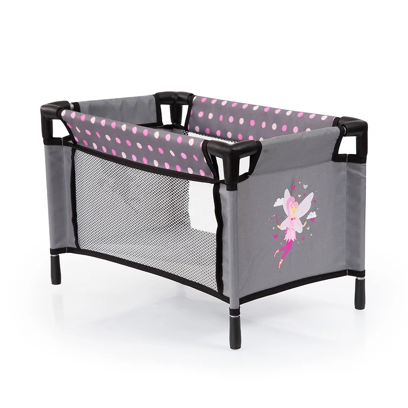 Bayer Design Black & Pink Dots Baby Doll Travel Bed & Accessories Set