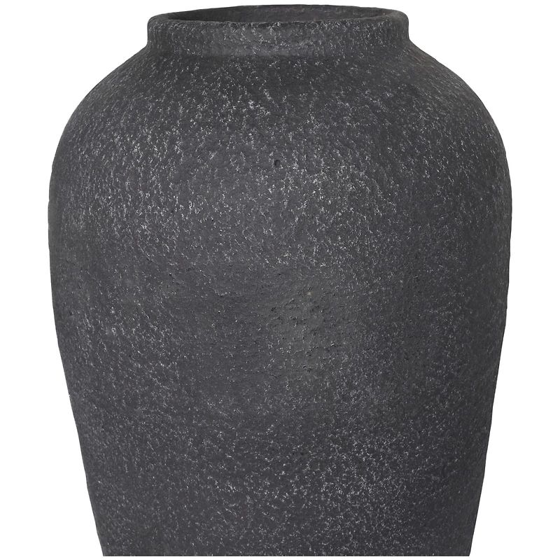 20" Black Ceramic Textured Vase